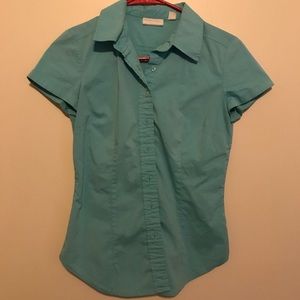 New York & Company blue short sleeve button down - XS